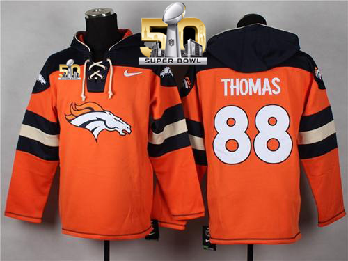 Nike Broncos #88 Demaryius Thomas Orange Super Bowl 50 Player Pullover NFL Hoodie - Click Image to Close